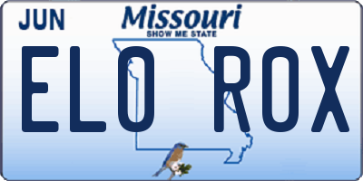 MO license plate EL0R0X