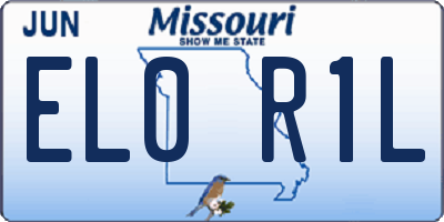 MO license plate EL0R1L