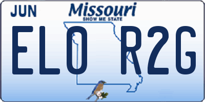 MO license plate EL0R2G