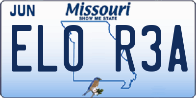 MO license plate EL0R3A