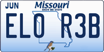 MO license plate EL0R3B