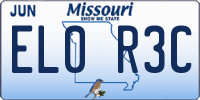 MO license plate EL0R3C