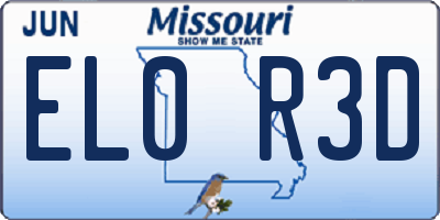 MO license plate EL0R3D