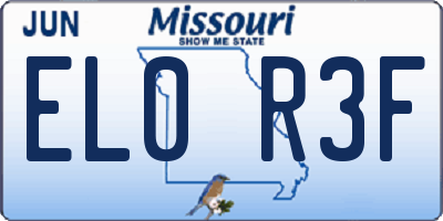 MO license plate EL0R3F