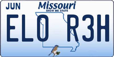 MO license plate EL0R3H