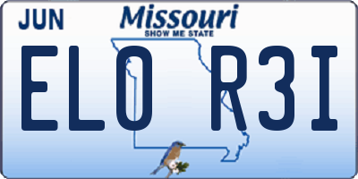 MO license plate EL0R3I