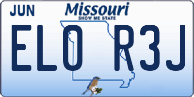 MO license plate EL0R3J