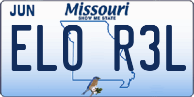 MO license plate EL0R3L