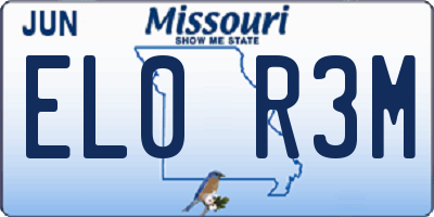 MO license plate EL0R3M