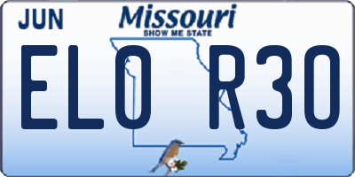 MO license plate EL0R3O
