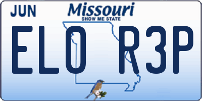 MO license plate EL0R3P