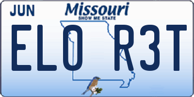 MO license plate EL0R3T