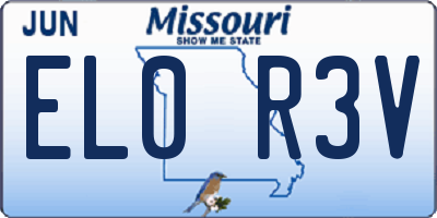 MO license plate EL0R3V