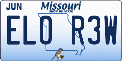 MO license plate EL0R3W