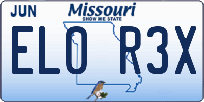 MO license plate EL0R3X