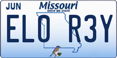MO license plate EL0R3Y