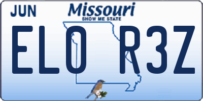 MO license plate EL0R3Z