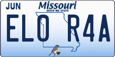 MO license plate EL0R4A