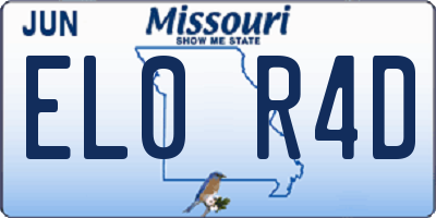 MO license plate EL0R4D