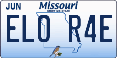 MO license plate EL0R4E