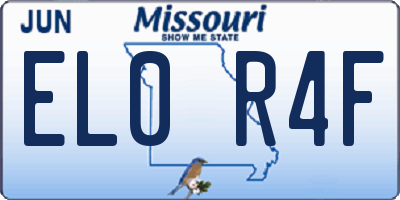 MO license plate EL0R4F