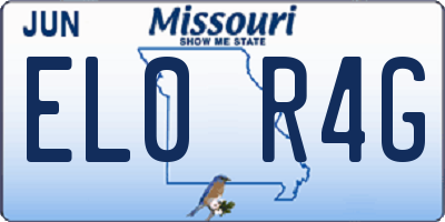 MO license plate EL0R4G