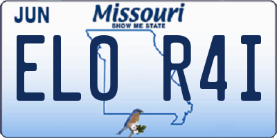 MO license plate EL0R4I