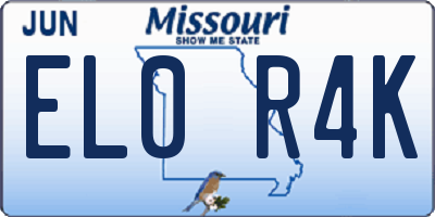 MO license plate EL0R4K