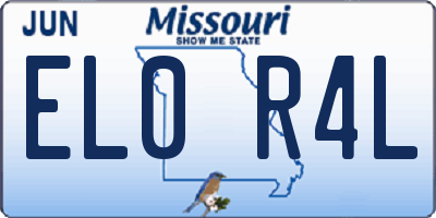 MO license plate EL0R4L