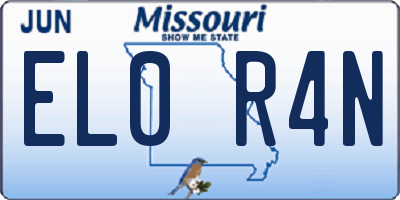 MO license plate EL0R4N