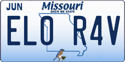 MO license plate EL0R4V