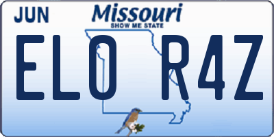 MO license plate EL0R4Z