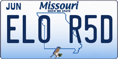MO license plate EL0R5D