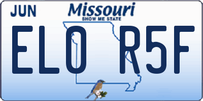 MO license plate EL0R5F
