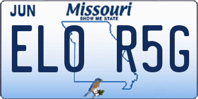 MO license plate EL0R5G