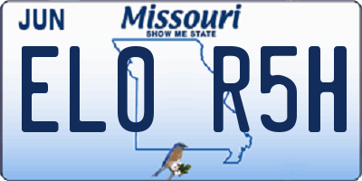 MO license plate EL0R5H