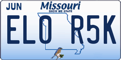 MO license plate EL0R5K