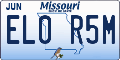 MO license plate EL0R5M
