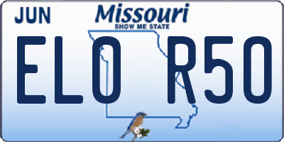 MO license plate EL0R5O