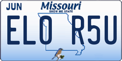 MO license plate EL0R5U