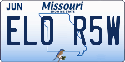 MO license plate EL0R5W