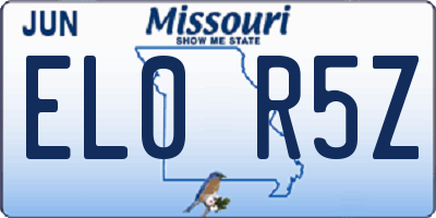 MO license plate EL0R5Z