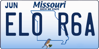 MO license plate EL0R6A