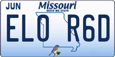 MO license plate EL0R6D
