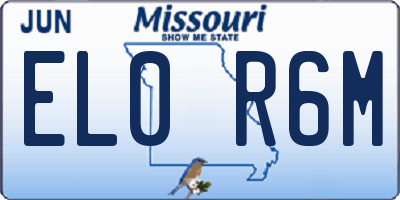 MO license plate EL0R6M