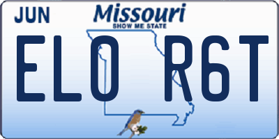 MO license plate EL0R6T