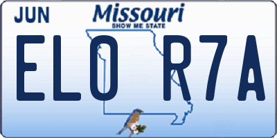 MO license plate EL0R7A