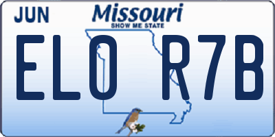 MO license plate EL0R7B