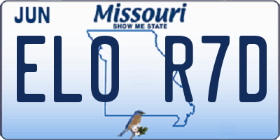 MO license plate EL0R7D