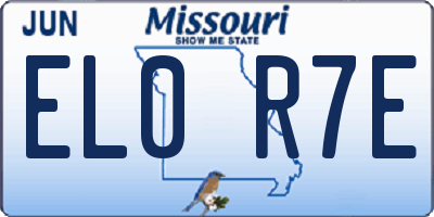 MO license plate EL0R7E